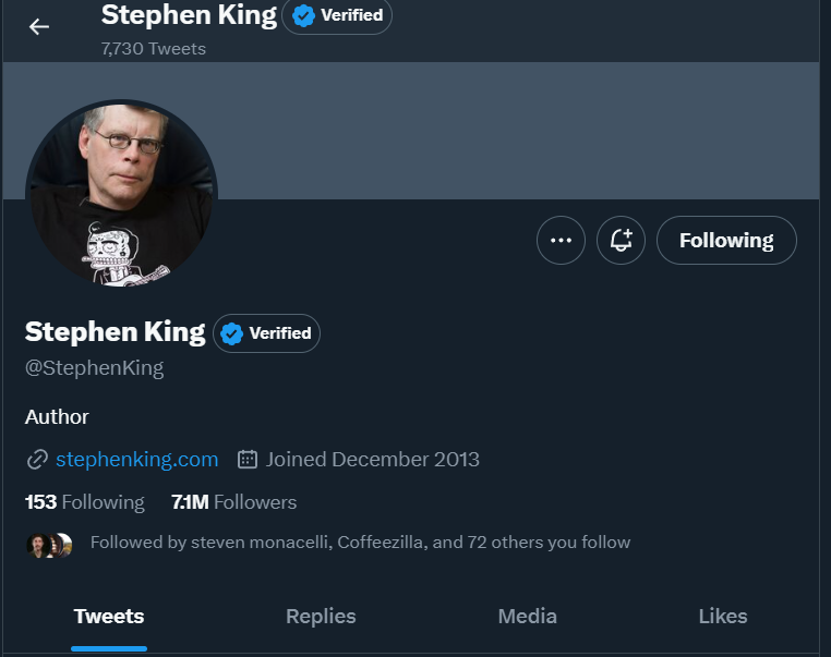 Stephen King’s Happiness Is A Twitter Success Metric