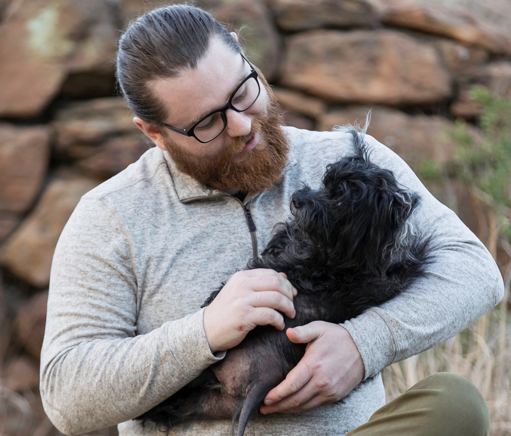 Writer Mason Pelt with his late dog.